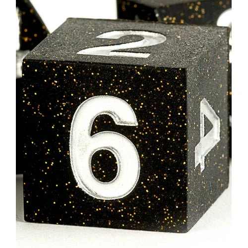 Metallic Dice Games: 16mm Sharp-Edge Polyhedral Set - Silicone Rubber - Gold Scatter 4 Metallic Dice Games: 16mm Sharp-Edge Polyhedral Set - Silicone Rubber - Gold Scatter - Image 2