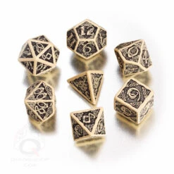 Q-Workshop Beige & Black Celtic 3D Dice Set (7) (Last Chance) -Wizards Toy Shop QWSSCER18