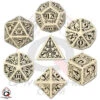 Q-Workshop Beige & Black Steampunk Dice Set (7) (Last Chance) -Wizards Toy Shop QWSSSTE18
