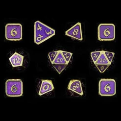 Die Hard Dice Polyhedral Set: Mythica - Gold Amethyst (11) (Last Chance)
