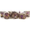 Metallic Dice Games: 16mm Polyhedral Set - Gray Foil With Purple (7) (Last Chance) -Wizards Toy Shop md619