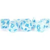 Metallic Dice Games: 16mm Polyhedral Set - Flash - Clear With Blue (7) -Wizards Toy Shop md680