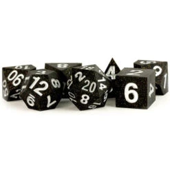 Metallic Dice Games: 16mm Sharp-Edge Polyhedral Set - Silicone Rubber - Gold Scatter