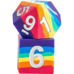 Sharp-Edge Polyhedral Set: 16mm Silicone Rubber - Rainbow (7) -Wizards Toy Shop md784 2