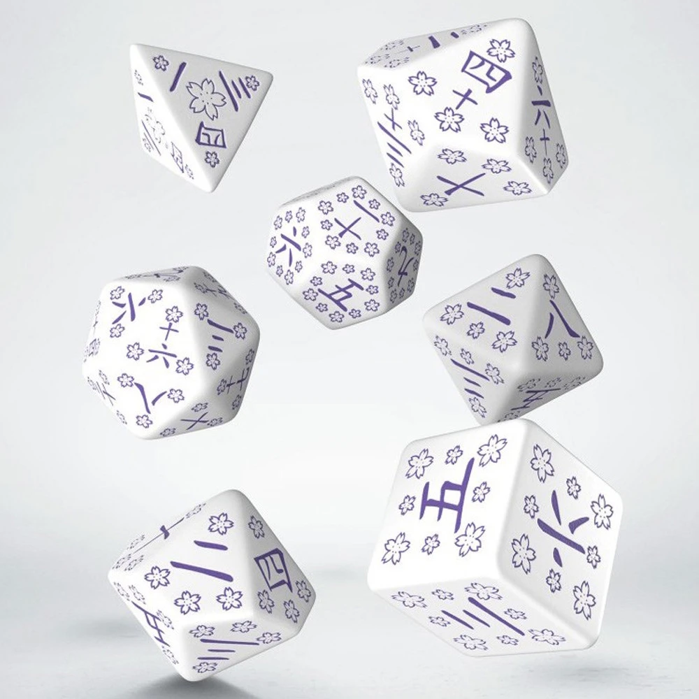 Japanese Dice Set: Blue Star Lotus (7) 3 Japanese Dice Set: Blue Star Lotus (7)