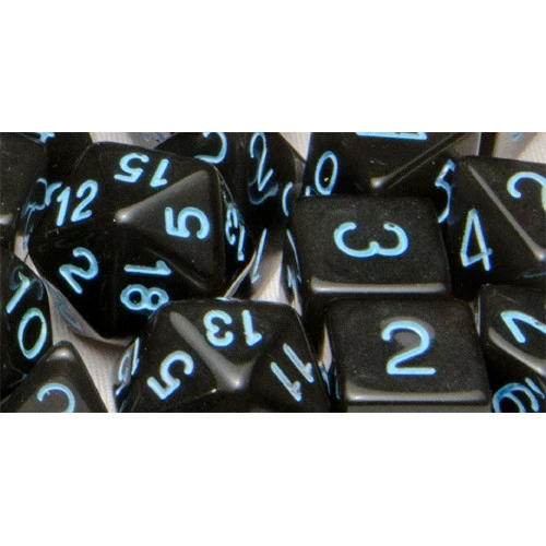 R4I Dice W/Arch'd4: Translucent - Black W/ Light Blue (15) (Preorder) 3 R4I Dice W/Arch'd4: Translucent - Black W/ Light Blue (15) (Preorder)
