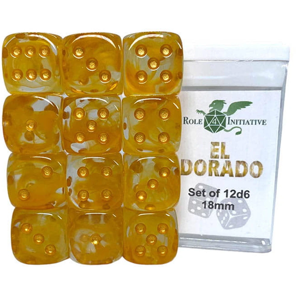 R4I Dice: 18mm D6 Cube - Diffusion El Dorado (12) (Preorder) 3 R4I Dice: 18mm D6 Cube - Diffusion El Dorado (12) (Preorder)