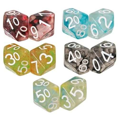 R4I Dice: Diffusion - Oversized D10 Set - Varied Colors (5 Pairs) (Last Chance) 3 R4I Dice: Diffusion - Oversized D10 Set - Varied Colors (5 Pairs) (Last Chance)